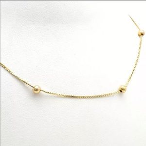 14k Solid Yellow Gold Ball Bead Station Necklace